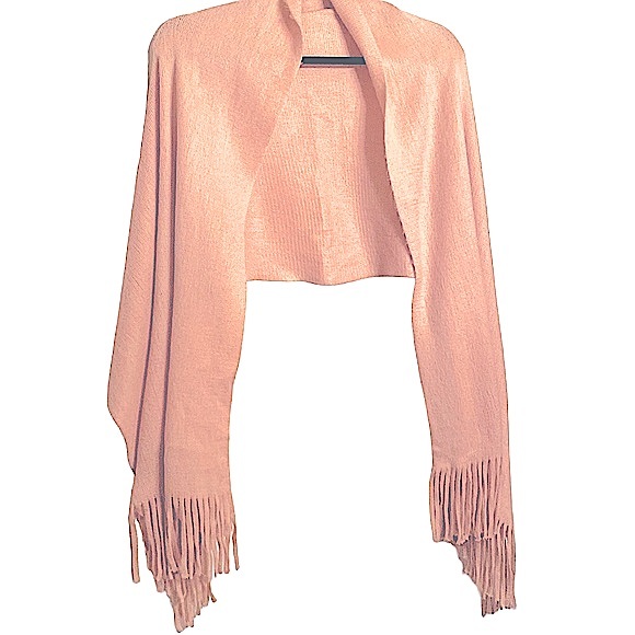 Steve Madden Blanket Scarf /Wrap Peach Muffler Scarf With Fringe Thick Soft Warm - Picture 5 of 11